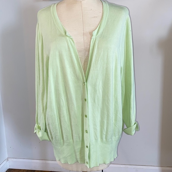 Cyrus Sweaters - Cyrus 3X light lime green cardigan button down